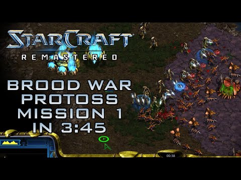StarCraft Remastered Broodwar Protoss Mission 1: Escape from Aiur (Walkthrough / Speedrun)