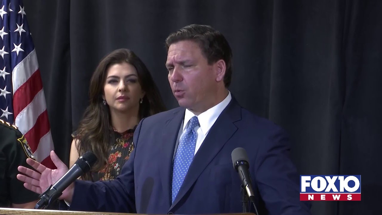 Governor Ron Desantis holds press conference at the Escambia County Sheriff's Office