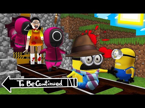 HOW MINIONS ESCAPED FROM SQUID GAME SCARY DOLL in MINECRAFT - Gameplay green light red light