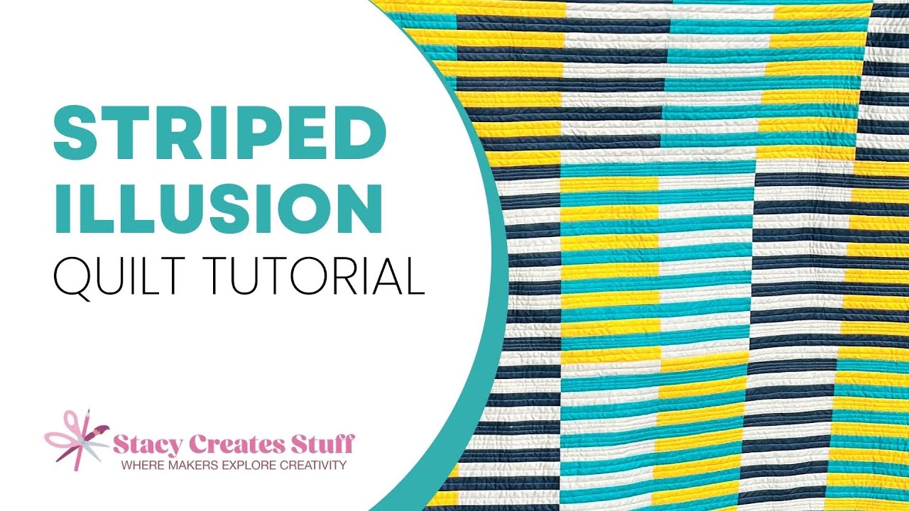 Tutorial: Only Four Fabrics Make this Modern Striped Illusion Quilt!