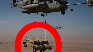 CHECK THIS OUT: Huge CH 53E Military Helicopters Refueled While Carrying Humvees!