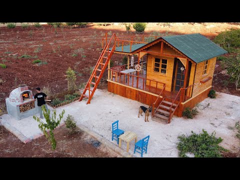 Acampar con mi perro en una casa de madera - Cocinar en un horno de pizza