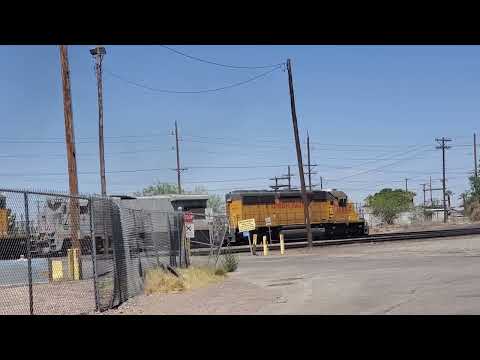 UP SD40-2s and CCRCL Pulling Cut of Cars Out of West-End of Alfalfa Yard in El Paso, TX