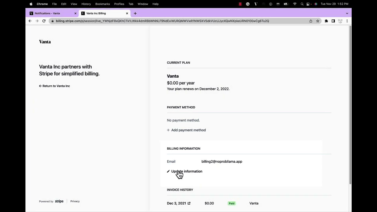 Update Billing Information