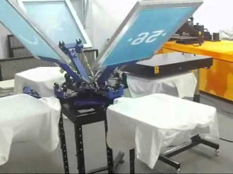 How to use 4 station t-shirt printing machines