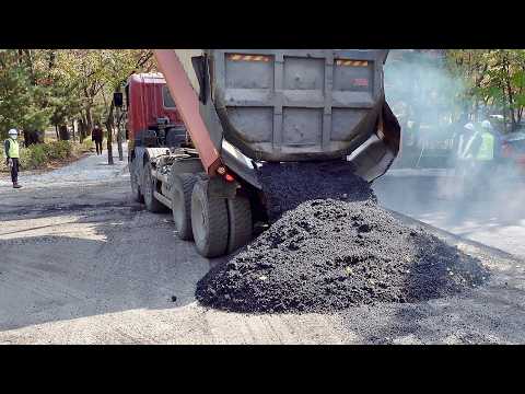 How to Build New Asphalt Road. Modern Korean Paving Technology