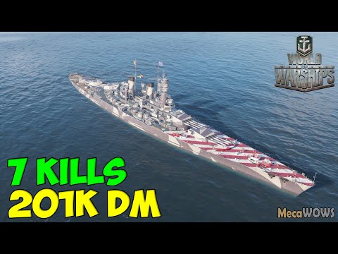 World of WarShips | Des Moines | 7 KILLS | 201K Damage - Replay Gameplay 4K 60 fps