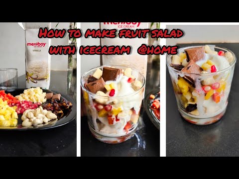 How to make fruit salad with icecream @home #fruit #salad with #icecream 🍨🍧