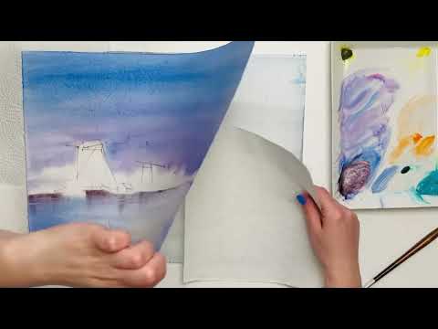 Watercolour Tutorial: Kinderdijk in Winter. Short Lesson by Yana Ivannikova