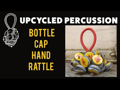 Upcycled Percussion - Bottle Cap Hand Rattle / Shaker - Multicolor image 4