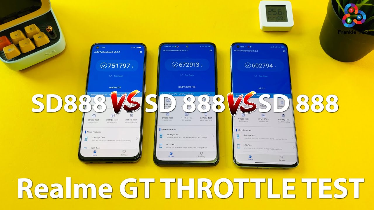 Realme GT vs Redmi K40 Pro vs Mi 11 ANTUTU THROTTLE TEST
