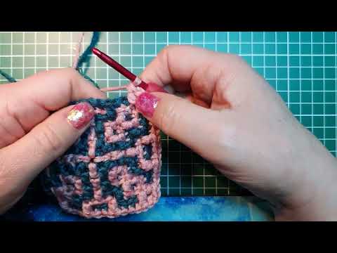 AdO Crochet, Tutorial video and chart for overlay mosaic in the round: round 8