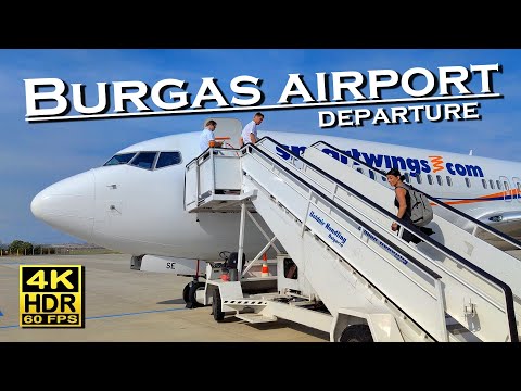 Burgas Airport - check-in, duty free shops, restaurant, boarding, Departure 💖 4K 60fps HDR ( UHD )