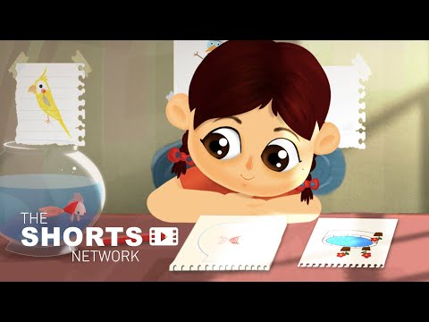 A girl is determined to avoid homework and pursue her artwork. | Animated Short Film "Goldfish"