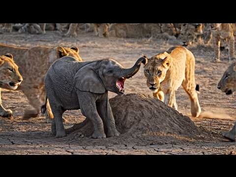 Tiny Elephant Surrounded by Hungry Lions – The Rescue Will Melt Your Heart