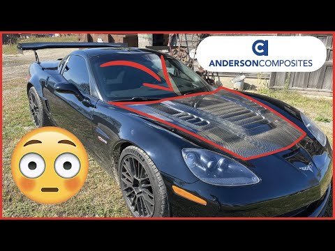 Corvette C6 CARBON FIBER Hood LE MANS Style Install! Anderson Composites