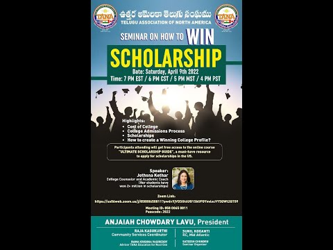 TANA - Seminar on How to Win Scholarships