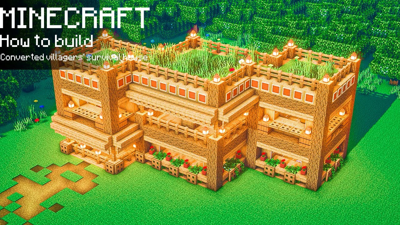 Minecraft How to build Converted villagers' survival house Minecraft Base Tutorial