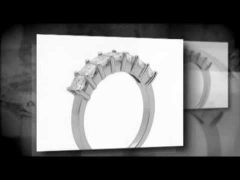 Moissanite 14k White Gold Princess Seven Stone Band