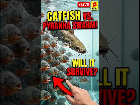 Piranhas go crazy on their meal. Catfish on the menu #shorts #piranhas #wildlife #nature
