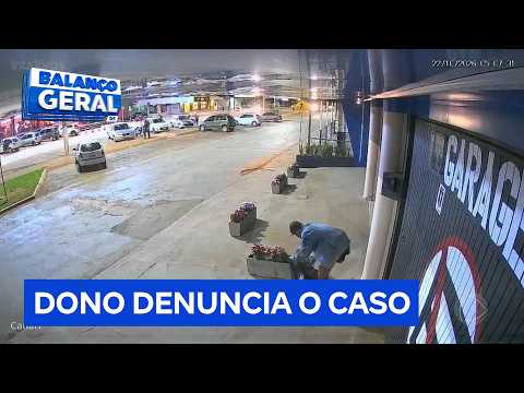 Câmeras flagram homem furtando flores de comércio no Entorno do DF | Balanço Geral DF