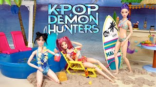 Download lagu Barbie Dolls KPOP Demon Hunters Beach Day Adventure mp3
