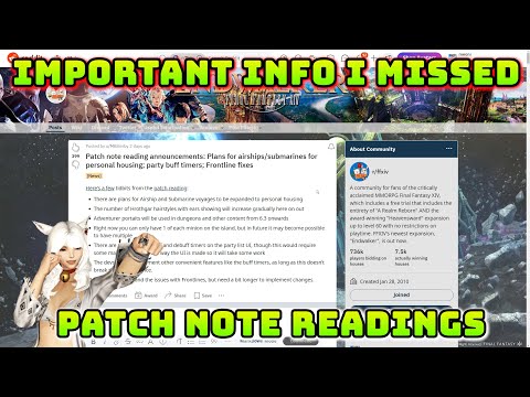 FFXIV: Important Info I Missed - Patch Note Reading Details