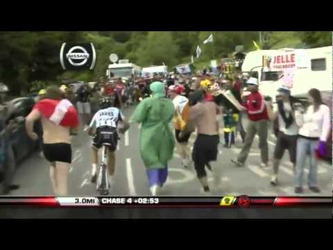 Alberto Contador le pega a un Fan en Alpe d'Huez - tour de france 2011