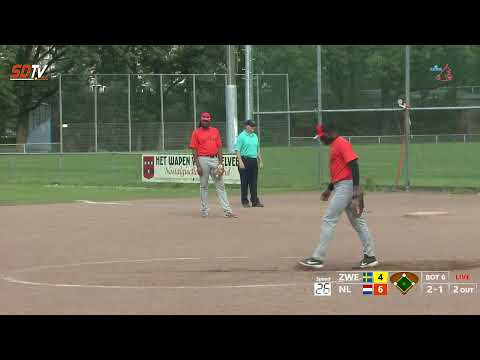 Heren softbalwedstrijd  VSC Zweden - NL team