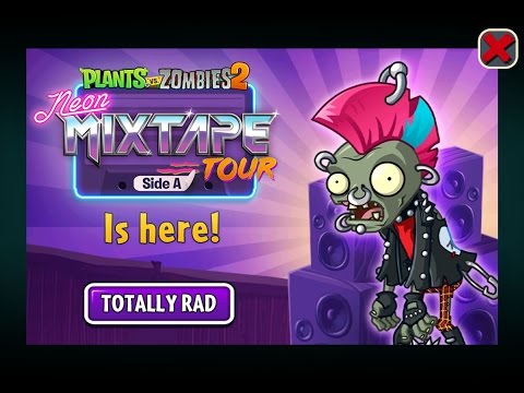 Plants vs Zombies 2 Epic Hack : Neon Mixtape Tour Day 1 - All Plants Cost 0 Suns
