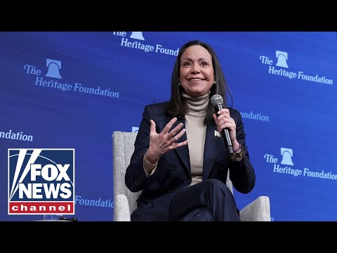 Venezuela's María Corina Machado speaks to media after Trump meeting