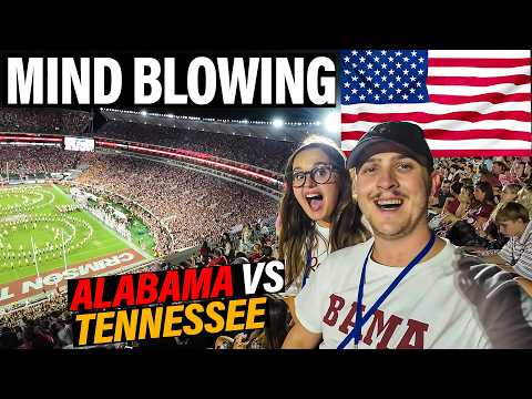 British Couple's FIRST Experience of COLLEGE FOOTBALL 🇺🇸 (Alabama vs Tennessee)