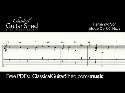 Sor: Etude Op 60 No 1 - Free sheet music and TABS for classical guitar