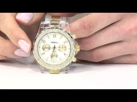 Crell Elegante Quarz-Armbanduhr, transparent-gold