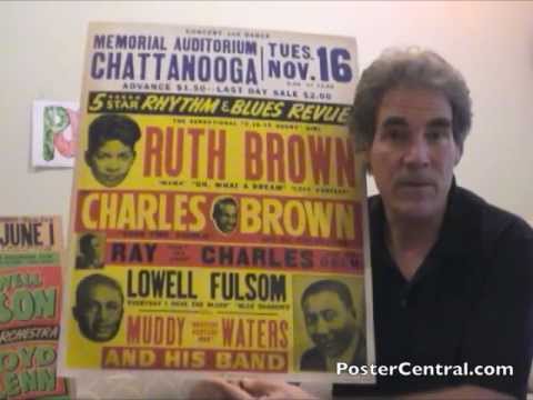 Muddy Waters Concert Poster 1950s w/Ray Charles, Ruth Brown