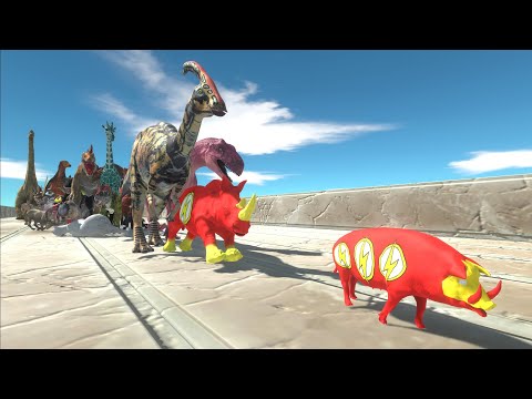 Race to eat Flash Pig - Animal Revolt Battle Simulator