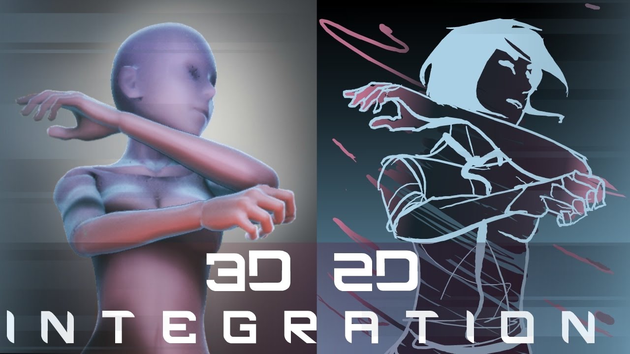 Merge 2d animation with 3d animation tutorial by Howard Wimshurst