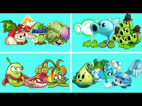 Team Plant CLOSE x MULTI HIT x PEA x PULT - Who Will Win? - PvZ 2 Team Plant