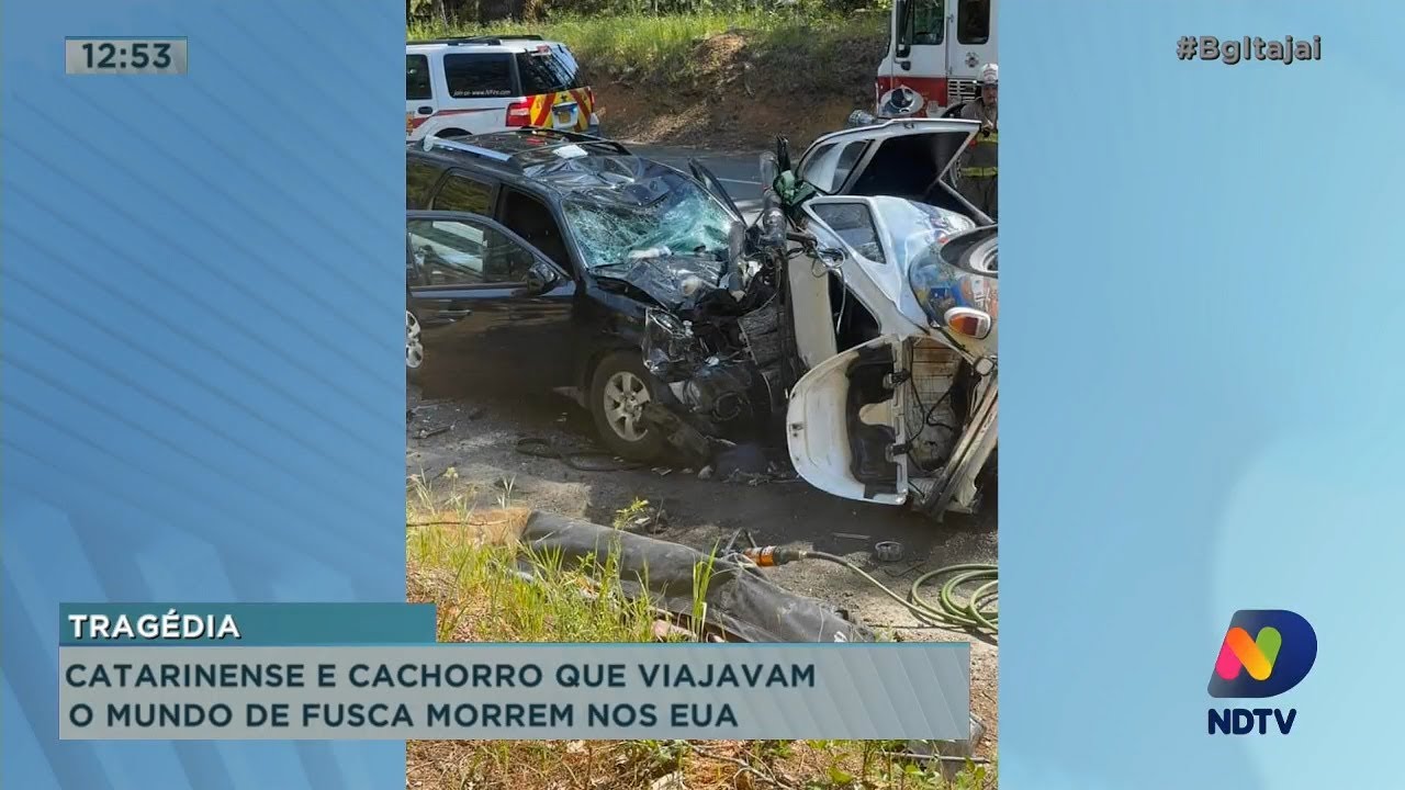 Catarinense e cachorro que viajavam o mundo de fusca morrem nos EUA em acidente de carro