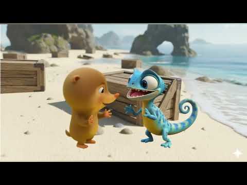 little Margo at beach with chameleon#littlemargo#cartoon