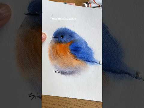 5 mins cute bird Watercolor painting #easywatercolorart #watercolourpaint #birdwatercolor