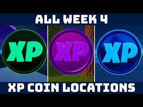 ALL XP COIN LOCATIONS WEEK 4 - Green, Purple & Blue Coins [Fortnite Season 3]