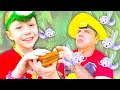 Nastya e o pai estão brincando com o Pa Nastya e o pai estão brincando com o Pa