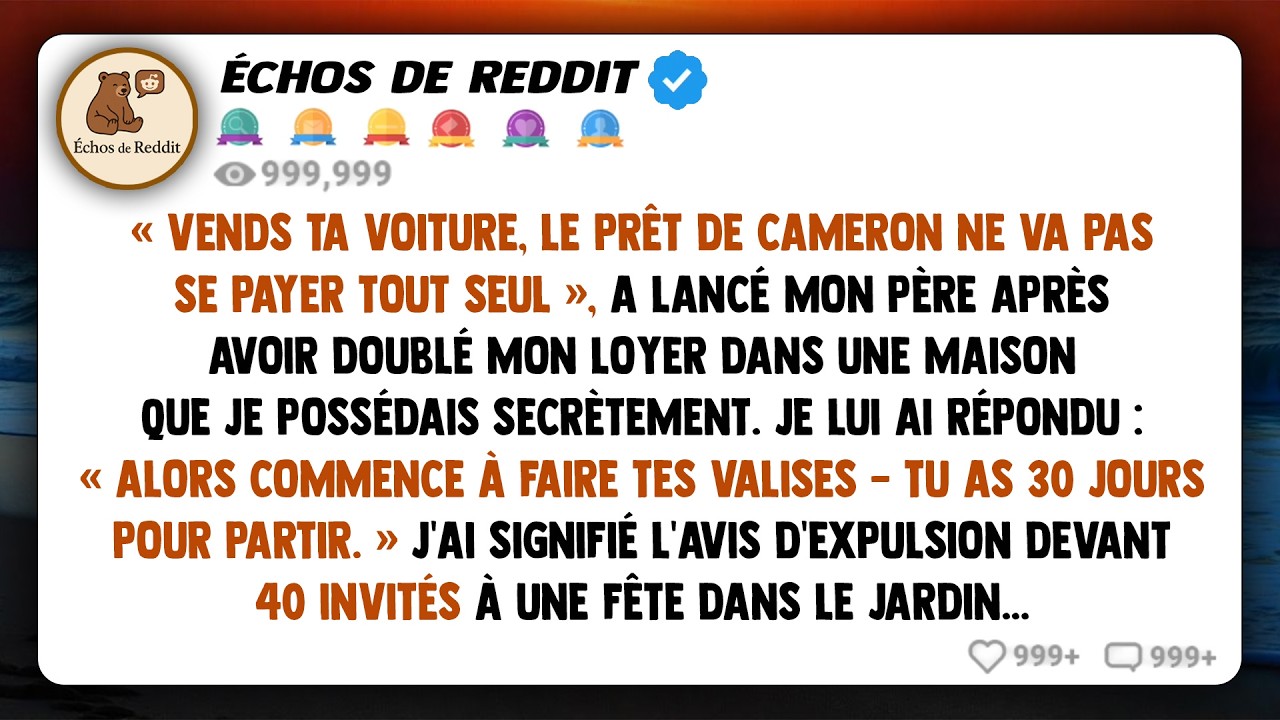 "Vends ta voiture, le prêt de Cameron ne va pas se rembourser tout seul," a lancé mon père après...