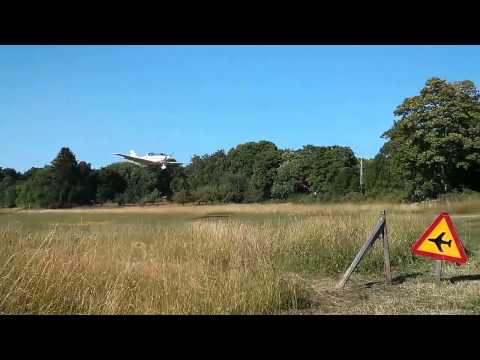 Airplane crossing road at Frölunda airfield