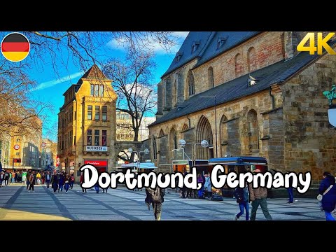 Dortmund, Germany walking tour 4K 60fps - A beautiful German City