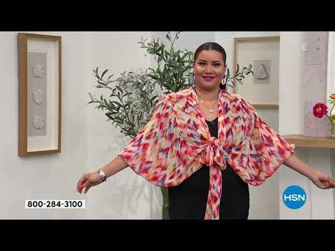 Colleen Lopez Woven Georgette Printed Tie Front Topper