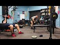 6 - Round For Time : 5 - Bench Press - 85kg + 4 Sandbag Clean - 68kg. - 3:32 sec.