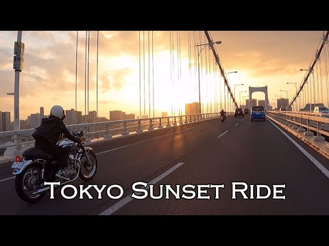 Tokyo Sunset Bike Ride - Rainbow Bridge, Tokyo tower