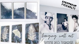 HOW TO HANG WALL ART WITHOUT NAILS OR TOOLS| APARTMENT FRIENDLY